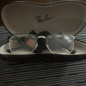 Ray-Ban Silver Frame Glasses with Black Temples